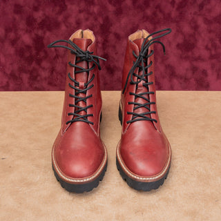 Madewell Women The Citywalk Lugsole Fashion Leather Burgundy Combat Boots sz 9