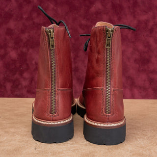 Madewell Women The Citywalk Lugsole Fashion Leather Burgundy Combat Boots sz 9
