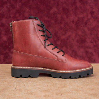 Madewell Women The Citywalk Lugsole Fashion Leather Burgundy Combat Boots sz 9