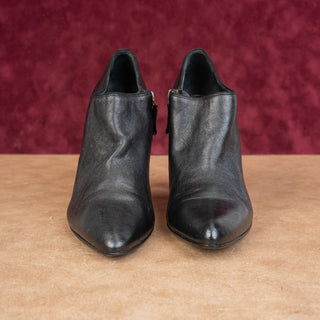 Lanvin Paris Women Vintage Retro Black Leather Zip Pointy ToeBoots sz 8US EUR 38