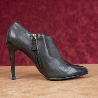 Lanvin Paris Women Vintage Retro Black Leather Zip Pointy ToeBoots sz 8US EUR 38