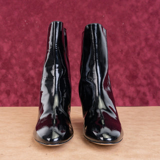 Aeyde Donna Boots Black Patent Leather Square Toe Ankle Boot Sz 9.5 / 40