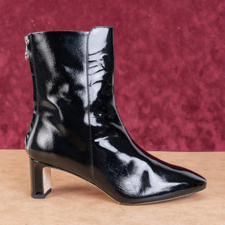 Aeyde Donna Boots Black Patent Leather Square Toe Ankle Boot Sz 9.5 / 40
