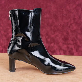 Aeyde Donna Boots Black Patent Leather Square Toe Ankle Boot Sz 9.5 / 40