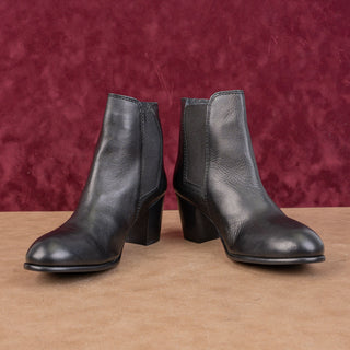 Diba True Women Vintage Retro 90s Black Leather Round Toe Ankle Boots sz 8