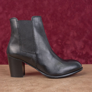 Diba True Women Vintage Retro 90s Black Leather Round Toe Ankle Boots sz 8