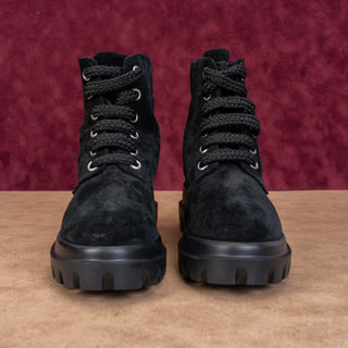 AGL Women Maxine Lux Black Suede Lace-up Combat Ankle Boots sz 5US EUR35.5