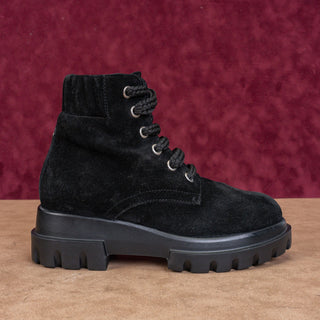 AGL Women Maxine Lux Black Suede Lace-up Combat Ankle Boots sz 5US EUR35.5
