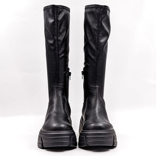 Steve Madden Women Tero Black Vegan Leather Retro Festival Platform Boots sz 10