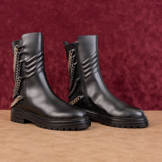 Steve Madden Women Hearts Black Leather Link Festival Zip Boots sz 6.5US EUR37