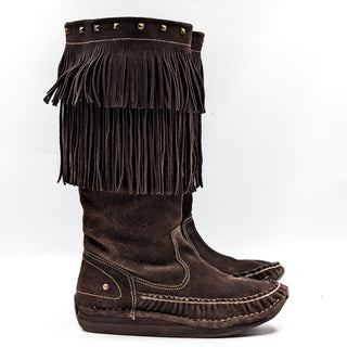 Roper Women Brown Suede Fringe Comfortable Cushion Festival Boots size 9