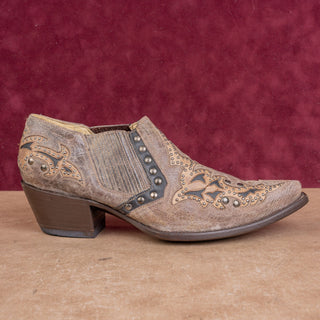 Corral Women Glitter Brown Leather Cowboy Western Square Toe Ankle Boots sz 10