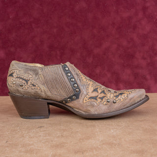Corral Women Glitter Brown Leather Cowboy Western Square Toe Ankle Boots sz 10