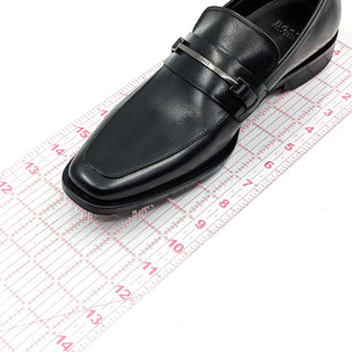 BOSS by Hugo Boss Men Black Leather Horsebit Logo Loafers size 6