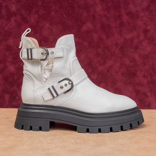 Stuart Weitzman Women White Leather Maverick Fashion Cutout Platform Boots sz 8
