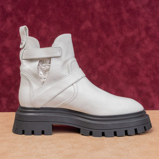 Stuart Weitzman Women White Leather Maverick Fashion Cutout Platform Boots sz 8