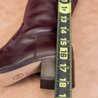 Michael Kors Women Dylyn MK Logo Leather Maroon Knee Boots 5.5M