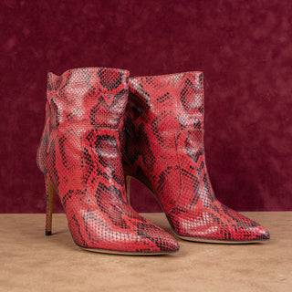 Paris Texas Women Fashion Party Red Leather Python Pointy Toe boots 8.5US 39EUR