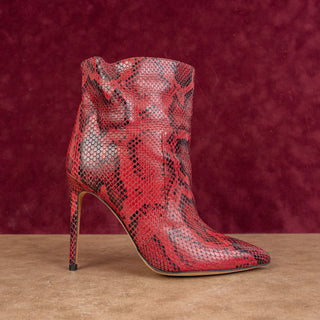 Paris Texas Women Fashion Party Red Leather Python Pointy Toe boots 8.5US 39EUR