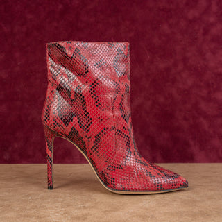 Paris Texas Women Fashion Party Red Leather Python Pointy Toe boots 8.5US 39EUR