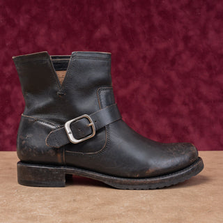 Frye Women Veronica Flex Brown Leather Slip-on Lug Moto Ankle Boots sz 9