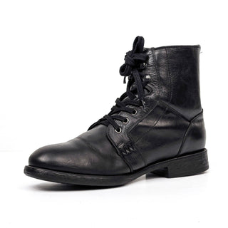 John Varvatos Men Bleeker Side zip Black Leather Lace-up Dress Boots size 9