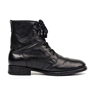 John Varvatos Men Bleeker Side zip Black Leather Lace-up Dress Boots size 9