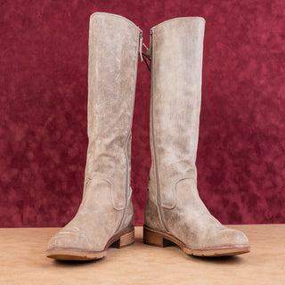Sofft Women Sharnell Distressed Grey Suede Lace-up Western Zip Knee Boots sz 8.5