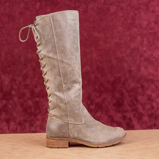 Sofft Women Sharnell Distressed Grey Suede Lace-up Western Zip Knee Boots sz 8.5