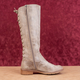 Sofft Women Sharnell Distressed Grey Suede Lace-up Western Zip Knee Boots sz 8.5