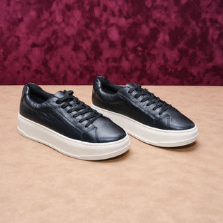 Caslon Women Vick Platform Black Leather Walking Sneakers Sz 7.5M