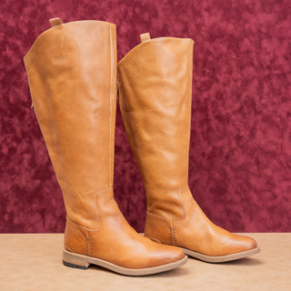 Franco Sarto Women Meye Brown Leather Wide Calf back Zip Boots sz 6.5