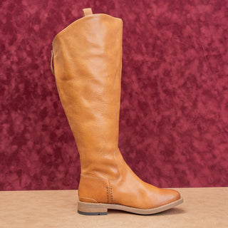 Franco Sarto Women Meye Brown Leather Wide Calf back Zip Boots sz 6.5