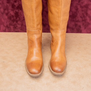 Franco Sarto Women Meye Brown Leather Wide Calf back Zip Boots sz 6.5