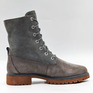 Timberland Women Jane Roll Top Grey Suede Combat Boots size 8