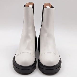 Stuart Weitzman Women Norah Chelsea White Leather Platform Boots size 10