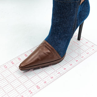 Jeffrey Campbell Women Blu Jean Denim Leather Patchwork Fashion Boots size 8