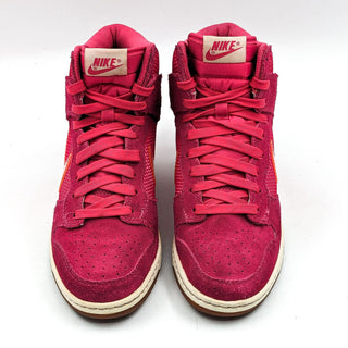 Nike Women Dunk Sky Hi Wedge Pink Suede Lace Sneakers size 8