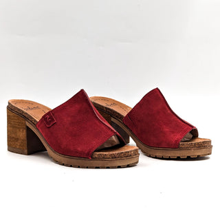 Zodiac Women Lissa Red Suede Slide Heeled Platform Sandals size 9.5