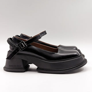 Shushu Tong Women Mary Jane Platform Black Leather Heels size 7US EUR 37