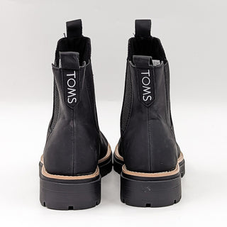 TOMS Women Dakota Elastic Panel Black Leather Lug Chelsea Boots size 11