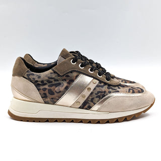 Geox Respira Women Tabelya Olive Beige Camo Leather Sneakers size 7US EUR37