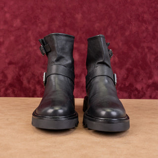 Sam Edelman Women Kinsley Black Leather Moto Biker Lug Ankle Boots sz 7.5