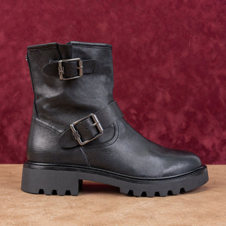 Sam Edelman Women Kinsley Black Leather Moto Biker Lug Ankle Boots sz 7.5