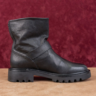 Sam Edelman Women Kinsley Black Leather Moto Biker Lug Ankle Boots sz 7.5