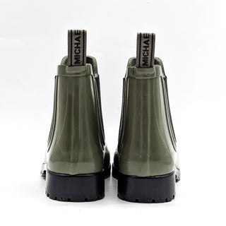 Michael Kors Women Green Olive Tillie Rubber Rain Chelsea Boots size 9