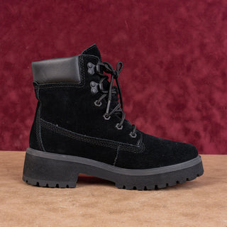 Timberland Women Carnaby Cool Black Suede Stomper Lace Combat Boots Size 7.5
