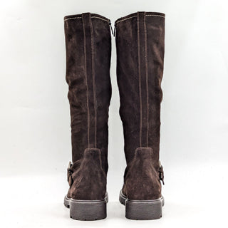 La Canadienne Stevie Dark Brown Suede Waterproof Buckle Knee Boots size 6.5