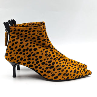 AGL Women Leopard Print Leather Zip Pointy Toe Boots size 6.5-7US EUR 37