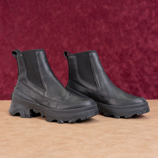 Sorel Women Brex Waterproof True Black Leather Platform Chelsea Boots sz 9